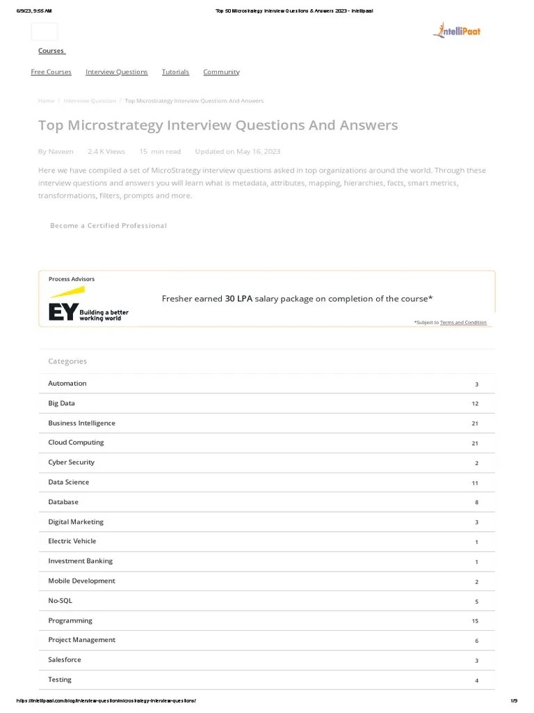 Top 50 Microstrategy Interview Questions & Answers 2023 - Intellipaat ...