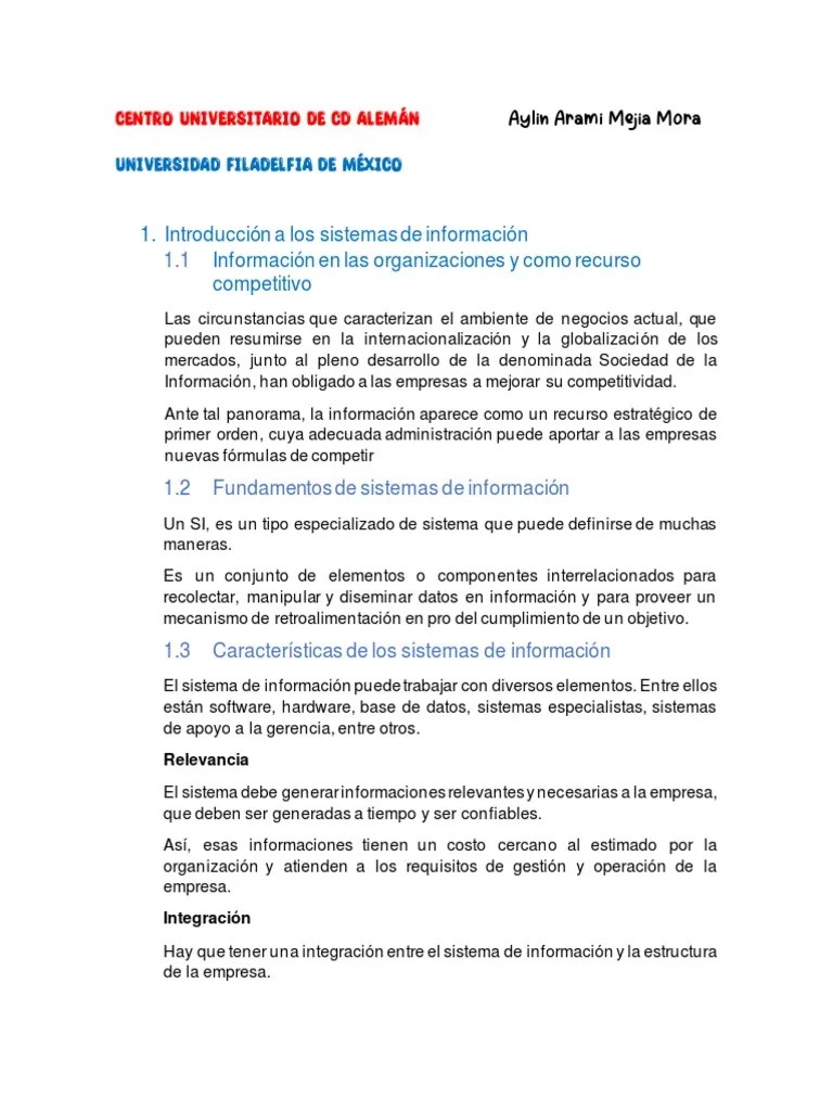 Sistemas De Informacion | PDF | Sistema De Informacion | Información