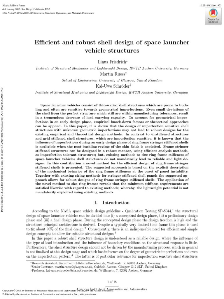 C - Efficient And Robust Shell Design Of Space Launcher Vehicle ...