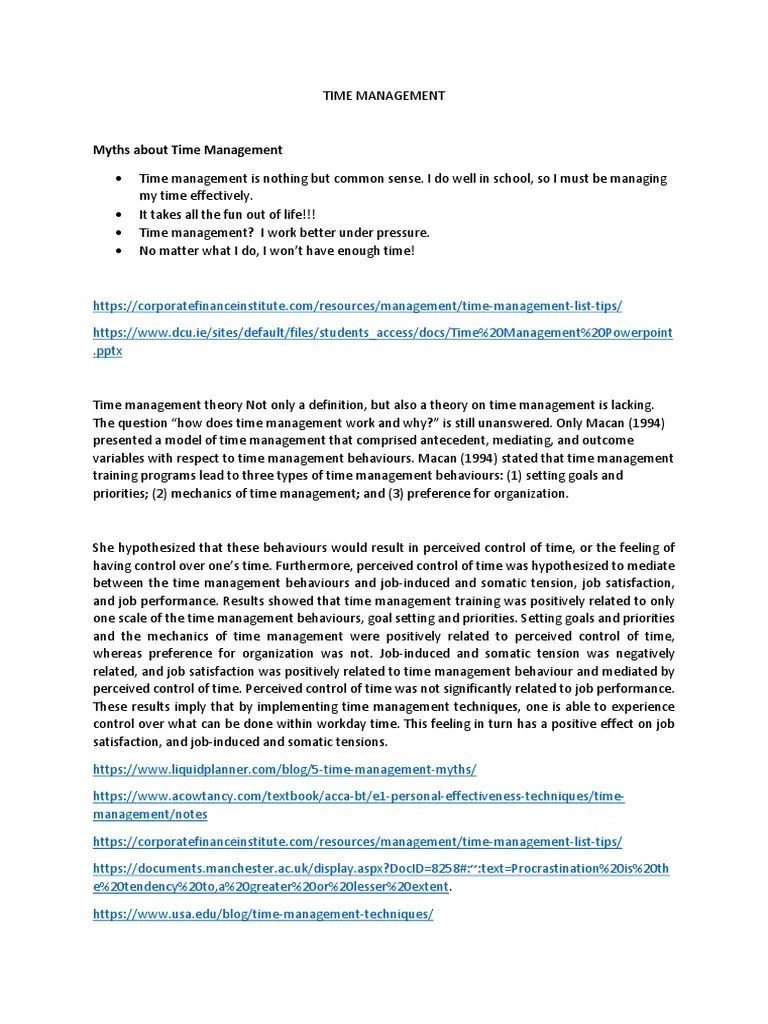 Time Management | PDF | Time Management | Professional Skills