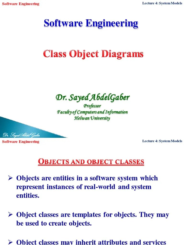 Software Engineering - Lecture 5 - Class Object Diagrams | PDF | Class ...