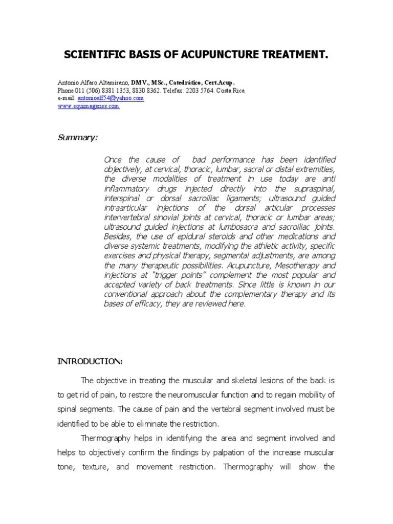 Scientific Basis Of Acupuncture | PDF | Stimulus (Physiology) | Pain
