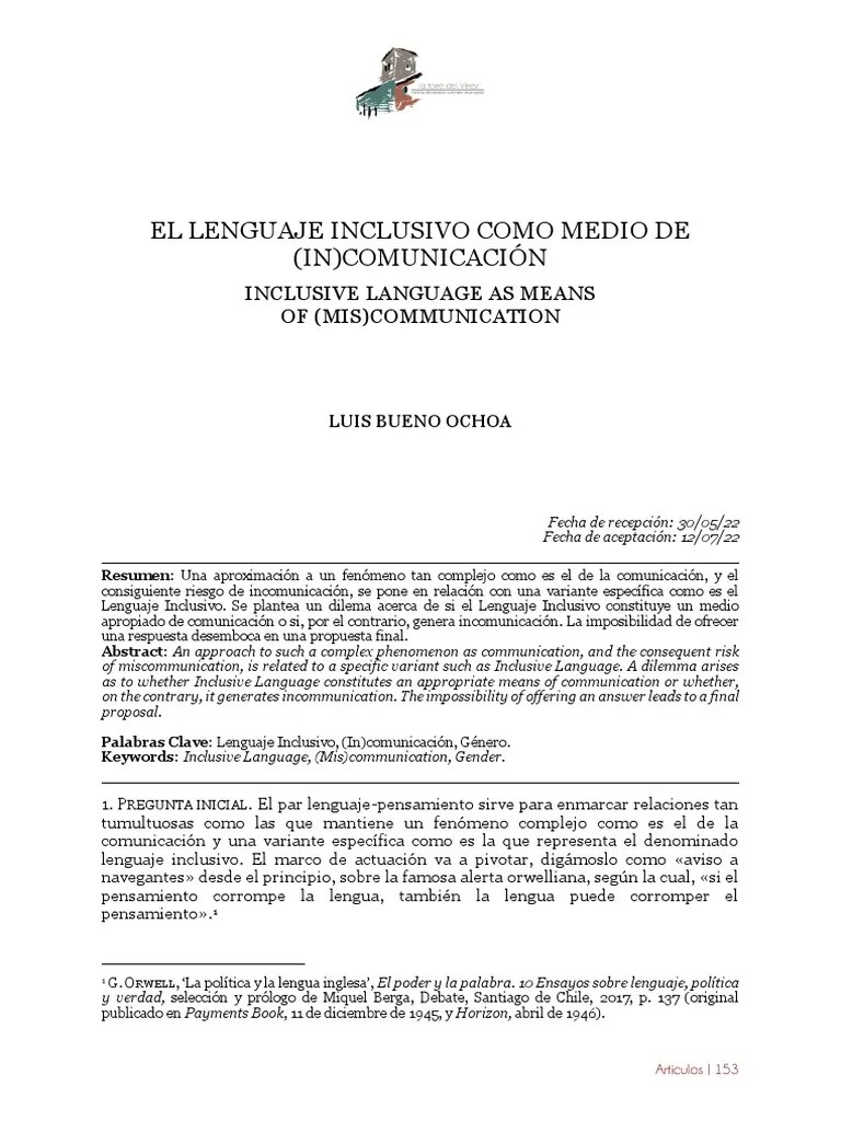 Lenguaje Inclusivo Como Metodo De (In) Comunicación | PDF | Sexismo ...