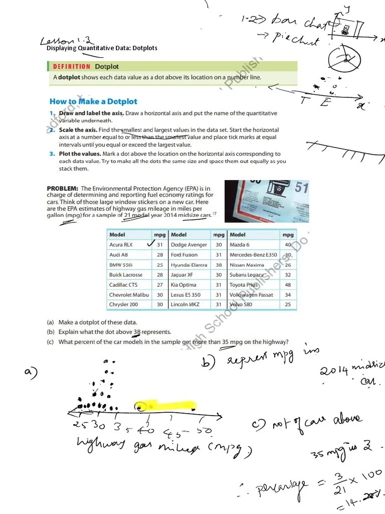 1.3 Displaying Quantitative Data - Dot Plots | PDF
