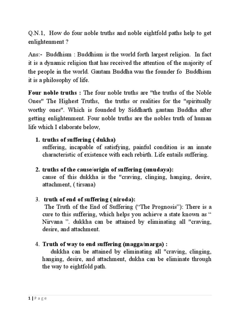 Assignment Buddhism | PDF | Noble Eightfold Path | Four Noble Truths