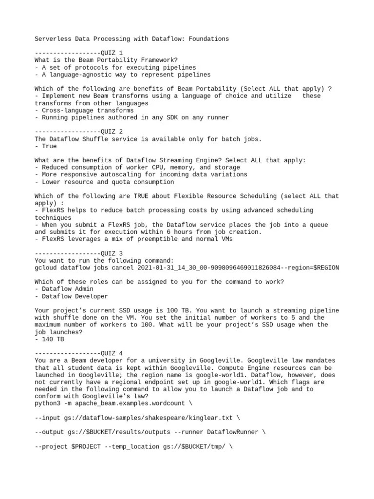 Serverless Data Processing With Dataflow - Foundations | PDF ...