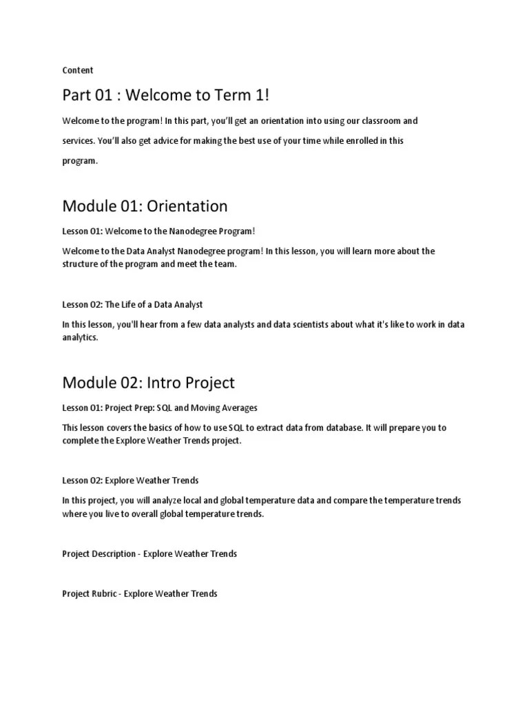Data Analyst Nano Degree Course | PDF | Version Control | Statistics