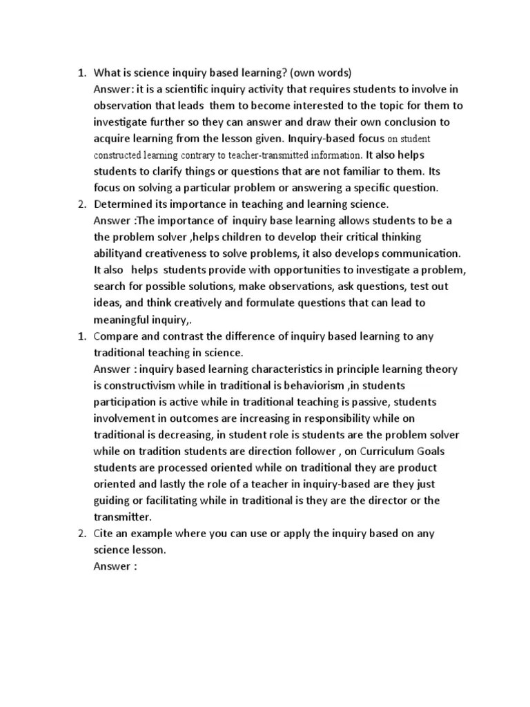 What Is Science Inquiry Based Learning | PDF