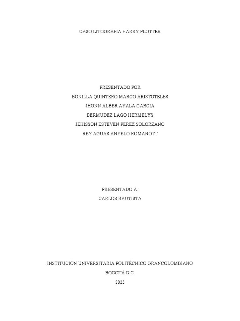 CASO LITOGRAFÍA HARRY PLOTTER ENTREGA 1-1 | PDF | Algoritmos | Programación De Computadoras