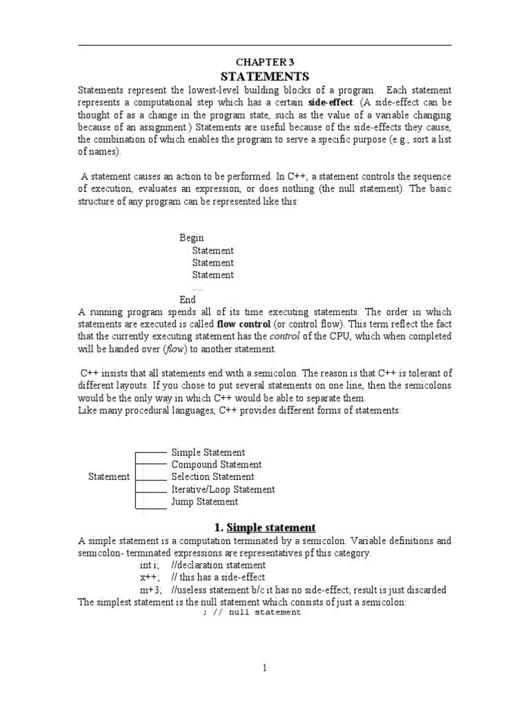 C++ Chapter 3 Statement | PDF | Control Flow | C++