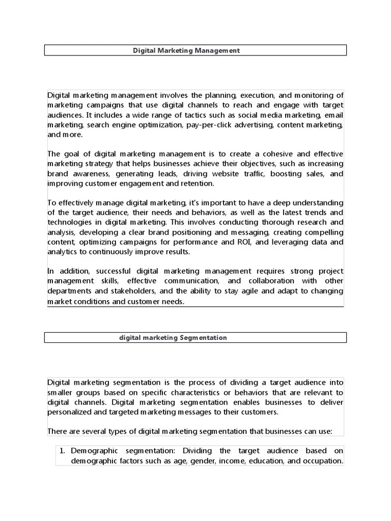 Digital Marketing Unit 2 | PDF | Digital Marketing | Target Audience