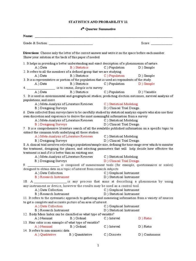 STAT 11 Summative Reviewer | PDF | Statistics | Chart