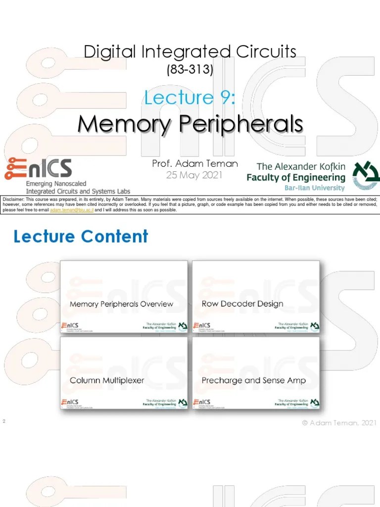 Lecture 9 Memory Peripherals 2021 | Download Free PDF | Amplifier ...