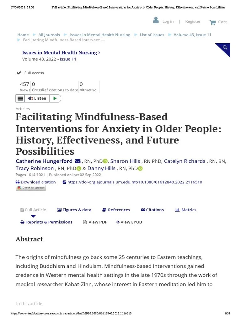 Full Article - Facilitating Mindfulness-Based Interventions For Anxiety ...