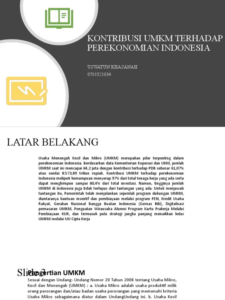 Kontribusi Umkm Terhadap Perekonomian Indonesia | PDF