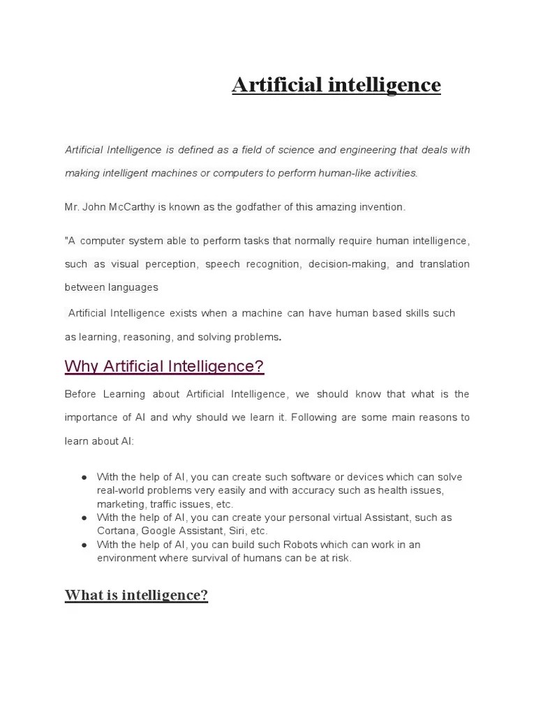 Artificial Intelligence | PDF | Parsing | Intelligence (AI) & Semantics