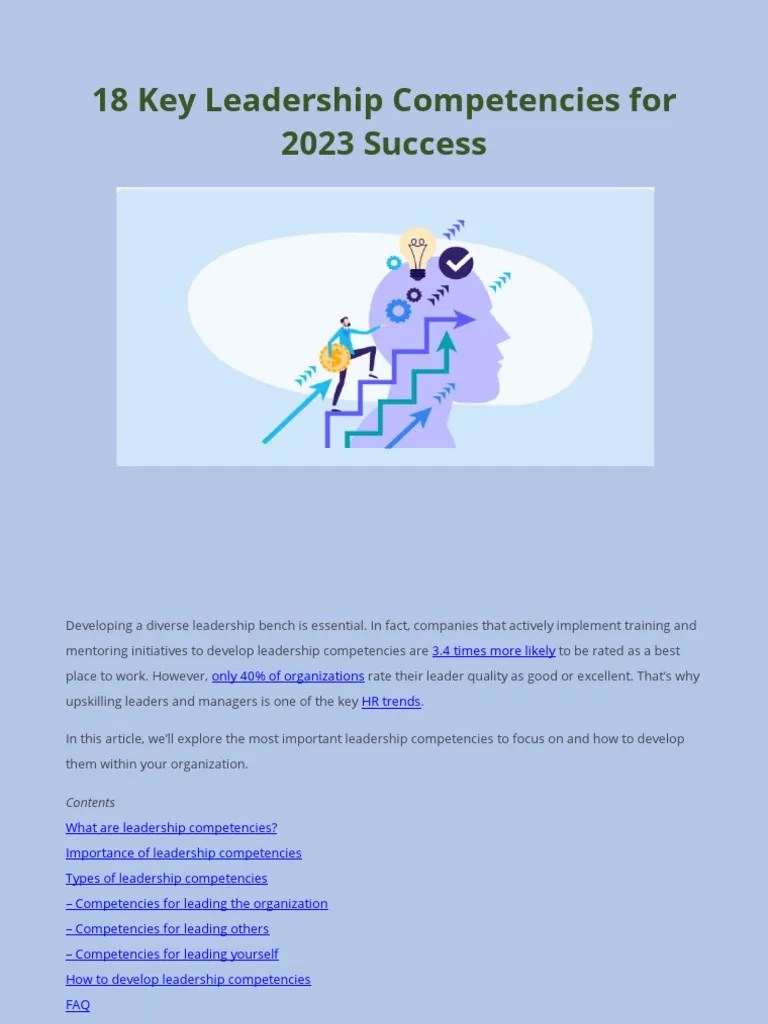 18 Key Leadership Competencies For 2023 Success | Download Free PDF ...