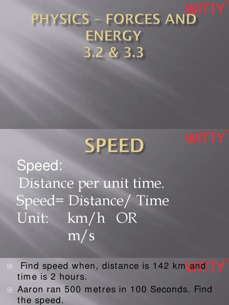 3.2 Speed And 3.3 Describing Movements | PDF | Speed | Distance