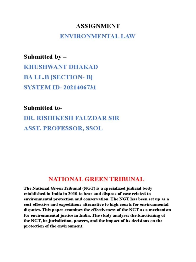 Assignment Environmental Law | PDF | Tribunal | Political Law