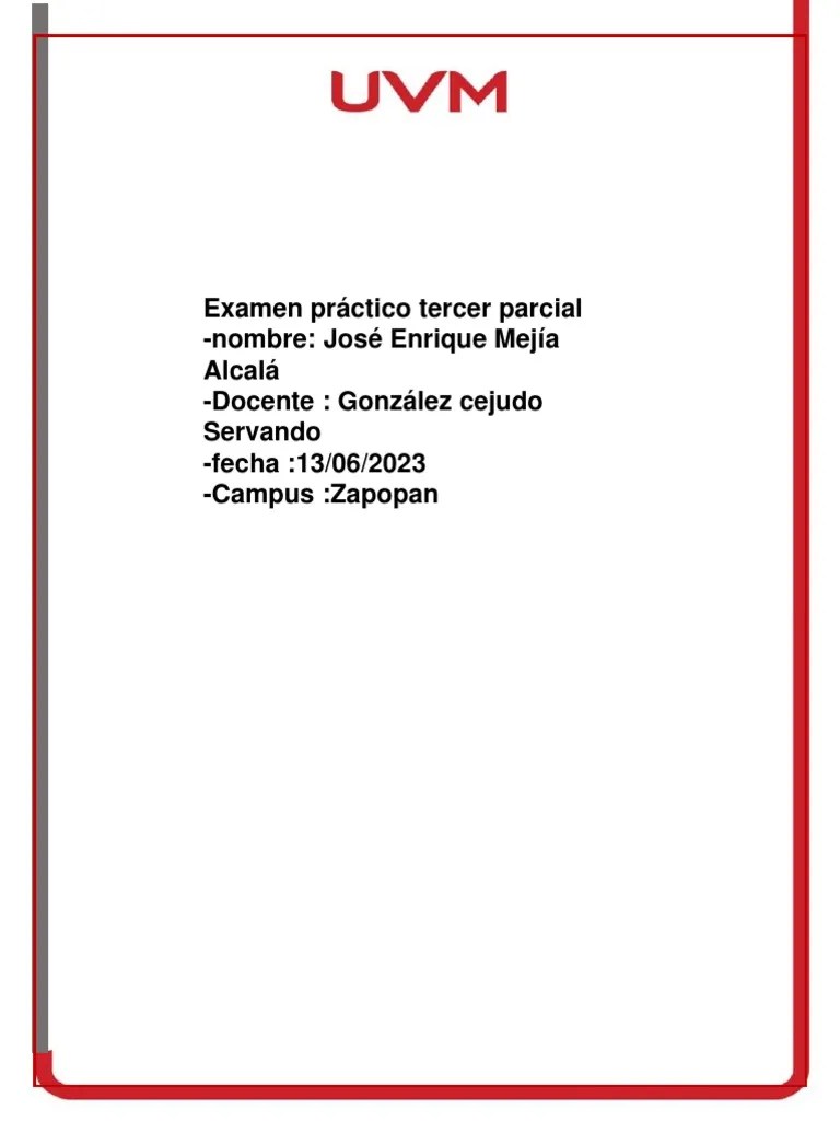 Examen Práctico Tercer Parcial | PDF