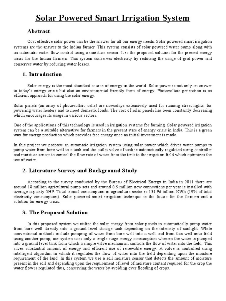 Solar Powered Smart Irrigation System | PDF | Solar Power | Photovoltaics