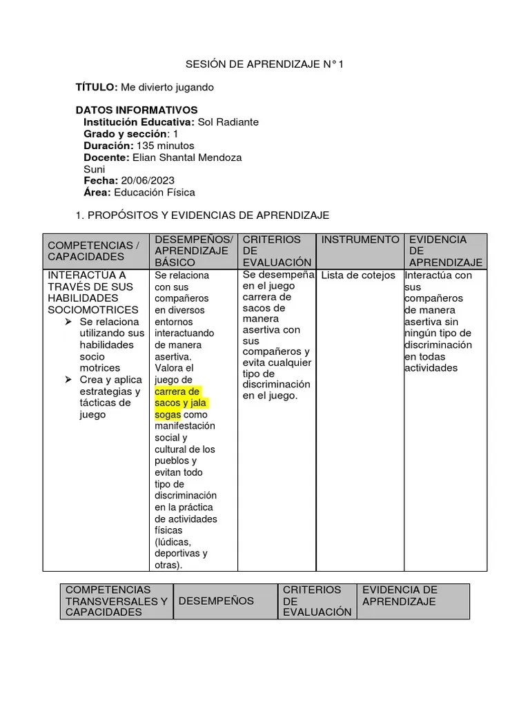 Sesión De Aprendizaje | PDF | Aprendizaje | Evaluación