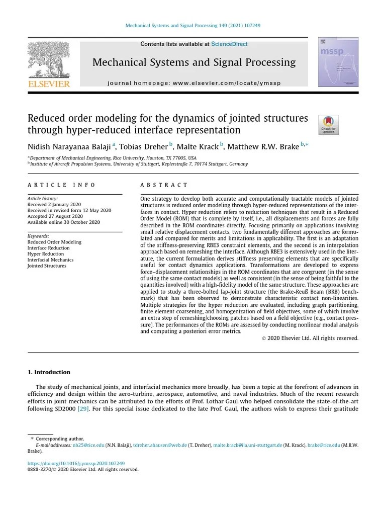 Balaji Et Al. - 2021 - Reduced Order Modeling For The Dynamics Of ...