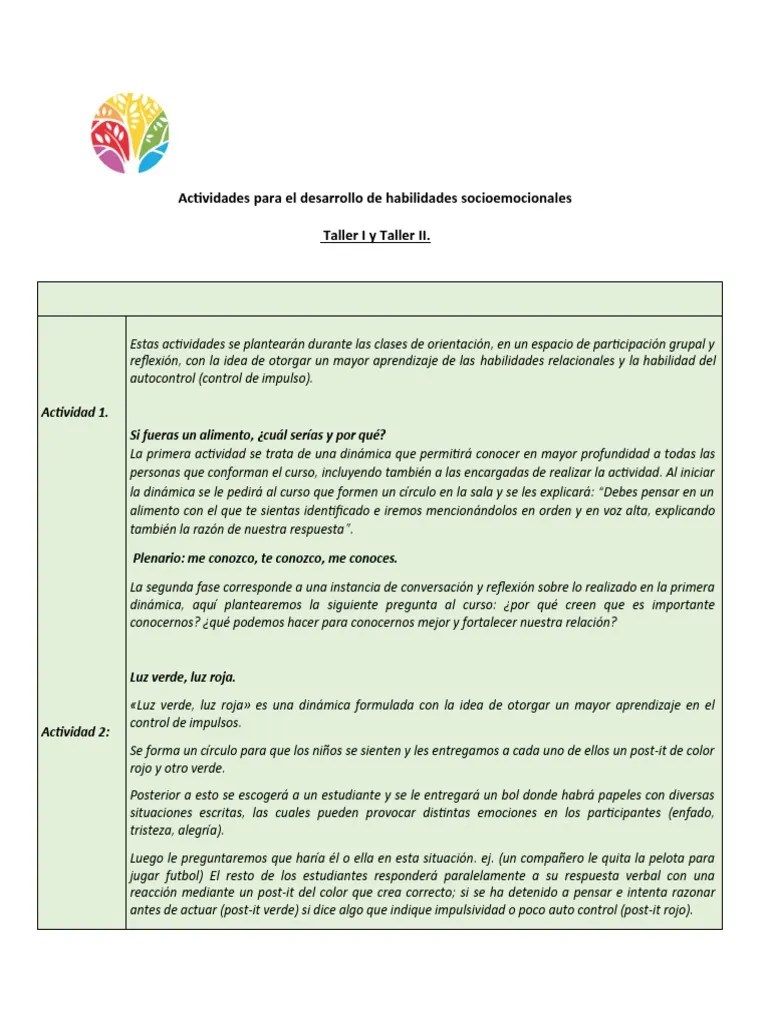 Actividades Para El Desarrollo De Habilidades Socioemocionales | PDF | Aprendizaje | Color