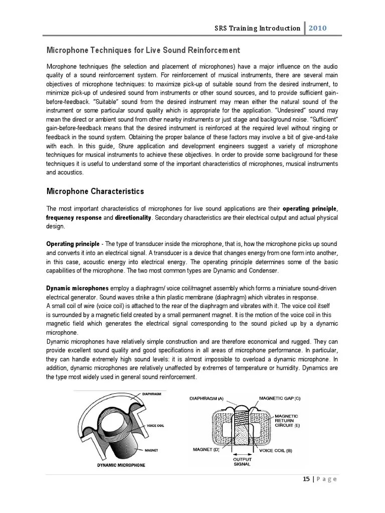 Microphone Techniques For Live Sound Reinforcement | PDF | Microphone ...