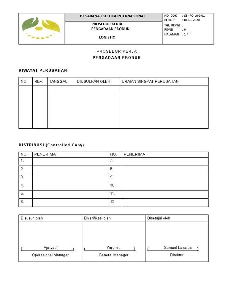 Sop Pengadaan Barang | PDF