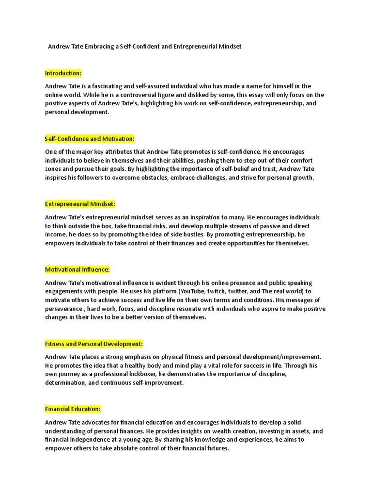 Andrew Tate | PDF | Entrepreneurship | Mindset