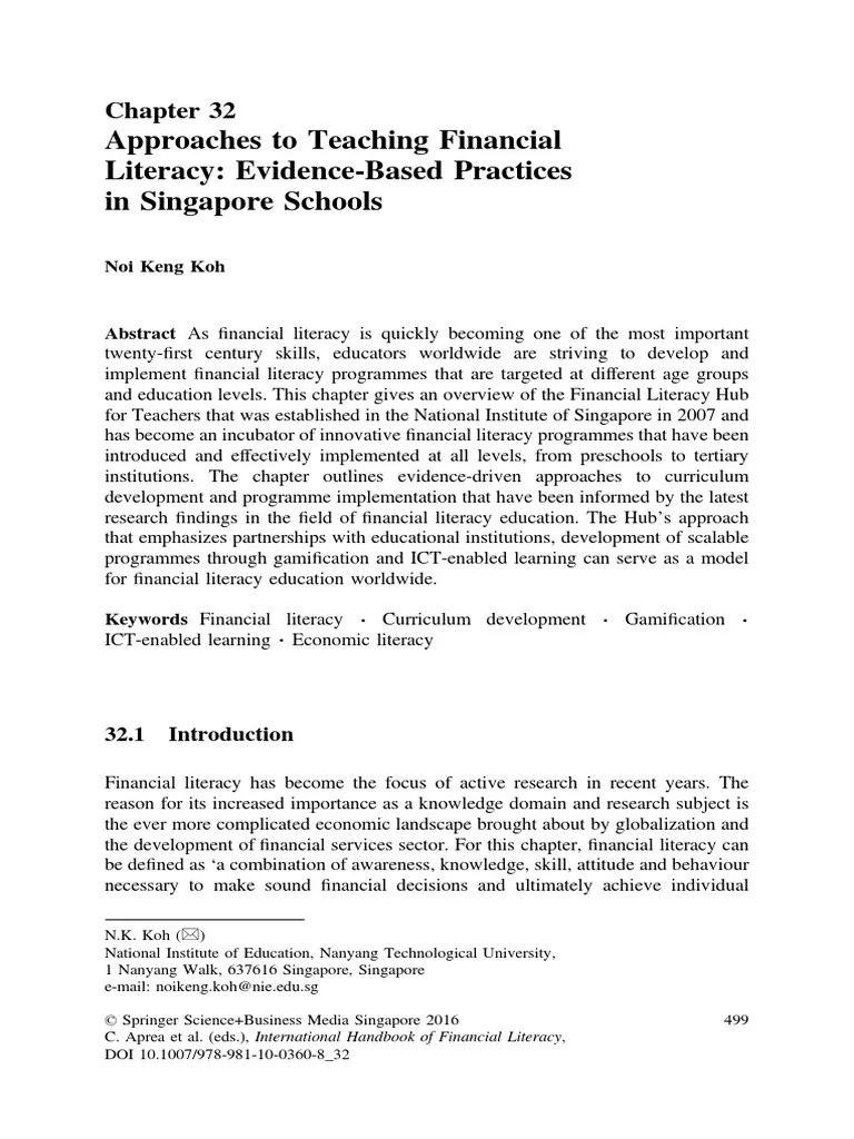 Approach To Teach Financial Literacy | PDF | Financial Literacy | Teachers