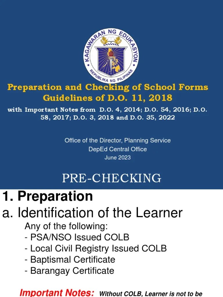 Preparation And Checking Of School Forms SY2022 2023 As Of June 22 2023 | PDF | Birth ...