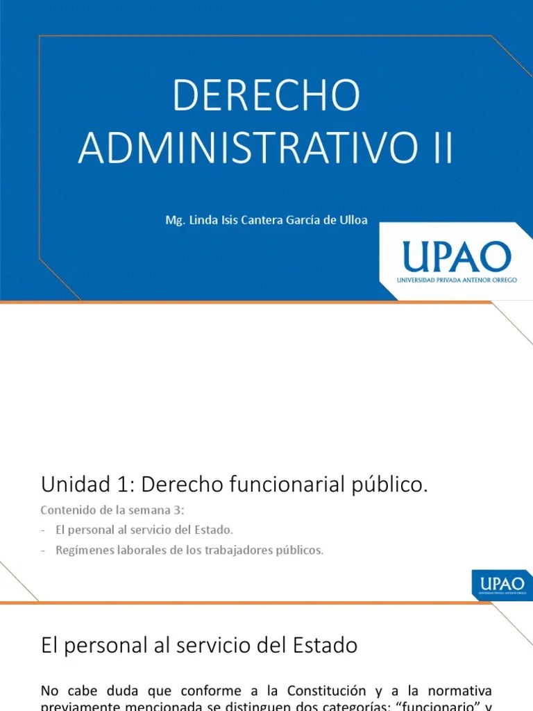Derecho Administrativo II - UPAO (Semana 3) | PDF | Estado (política) | Derecho Laboral