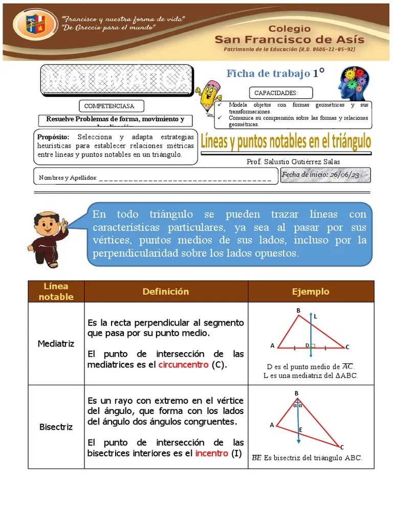 29 Líneas Notables En El Triángulo 1ro | PDF | Triángulo | Geometría