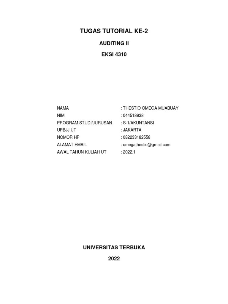 (AUDITING II) Tugas 2 | PDF
