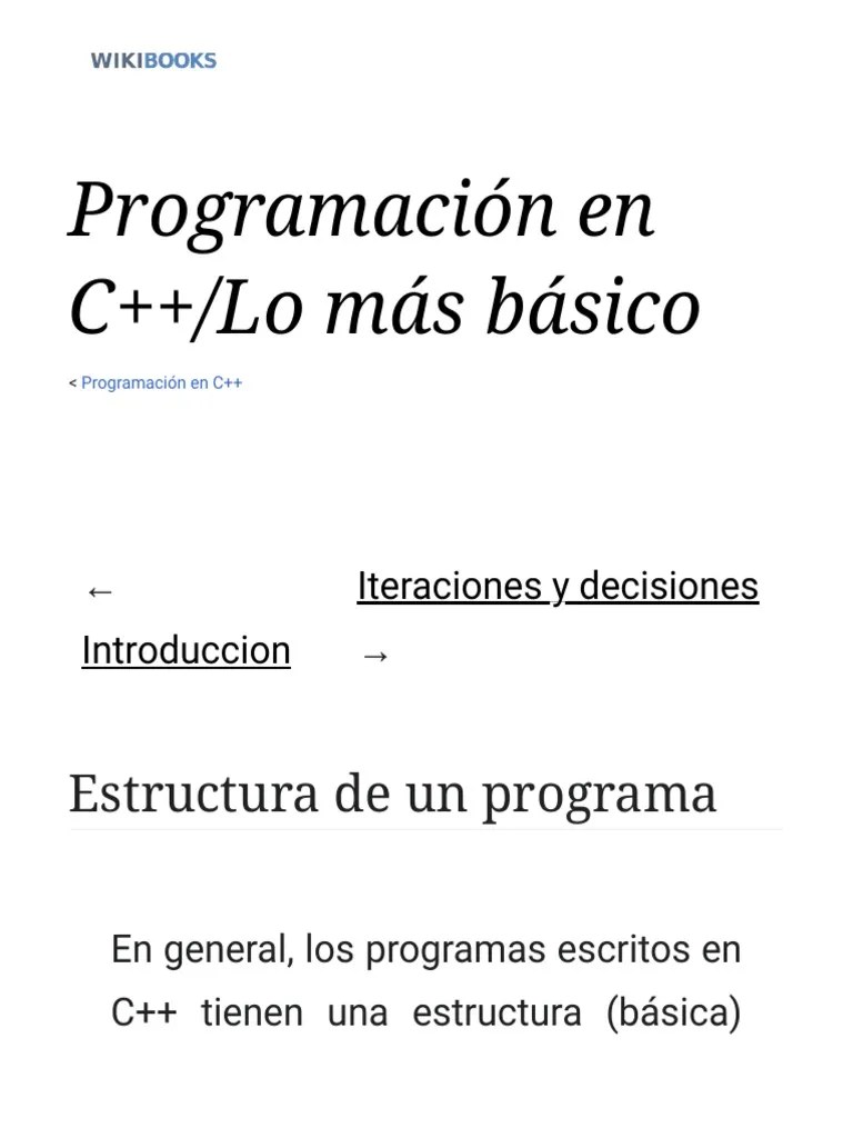 Programación En C++ - Lo Más Básico | Descargar Gratis PDF | C ++ | Compilador
