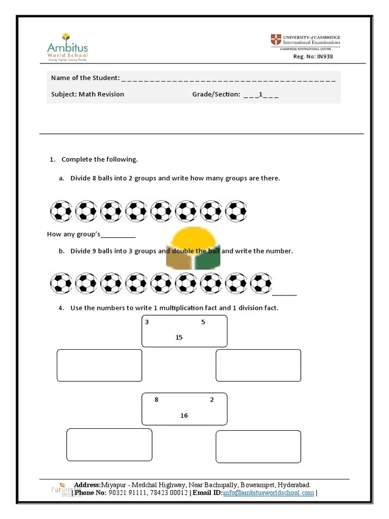 Math Revision Worksheet | PDF | Mathematics