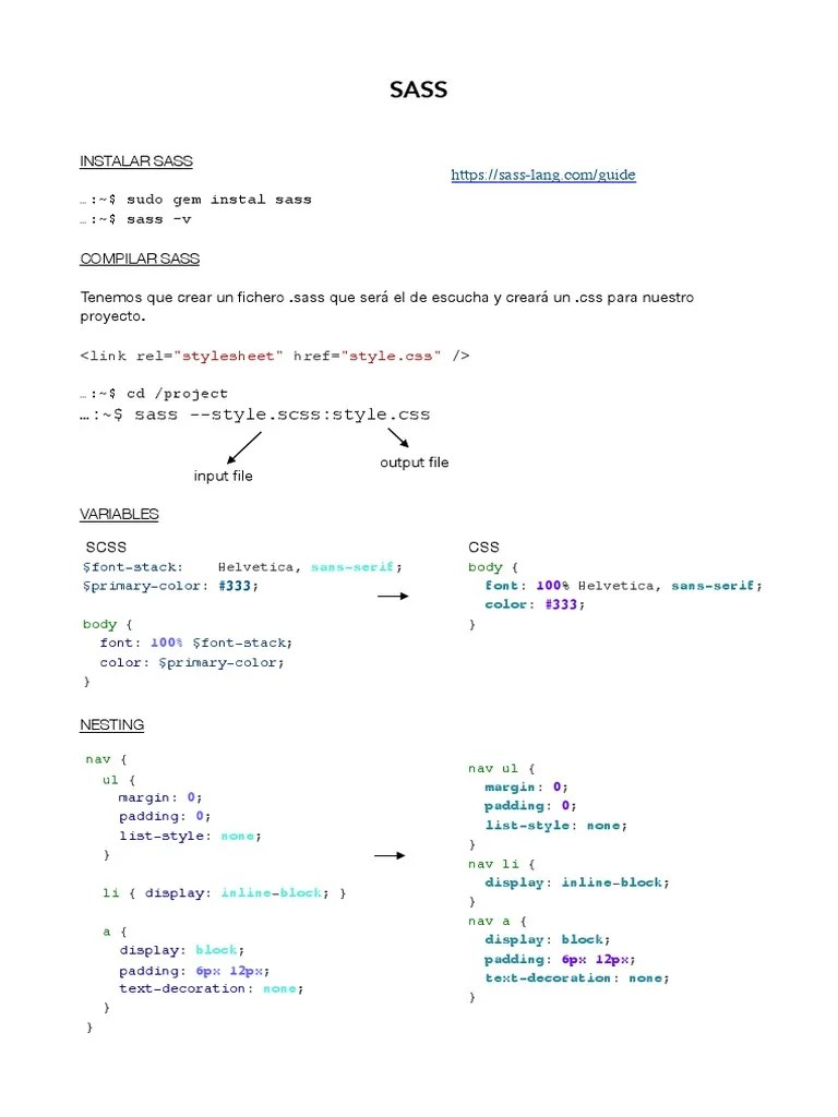 Sass CSS Preprocesor Basics | PDF | Design | Computer File Formats