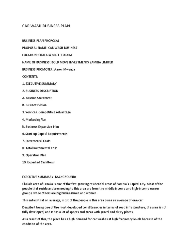 Car wash business plan