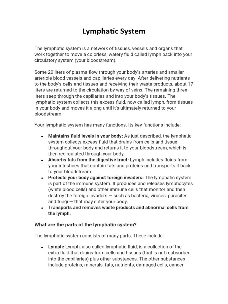 Lymphatic System | PDF | Lymph | Lymphatic System