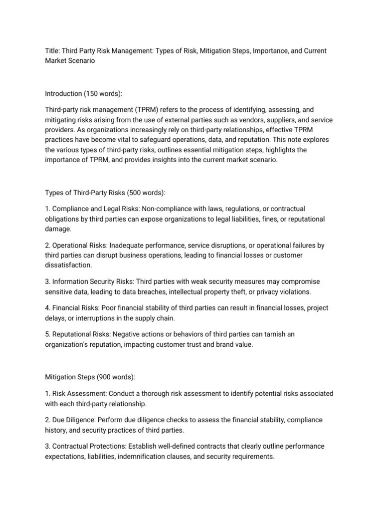 Guide To TPRM | PDF | Risk | Regulatory Compliance