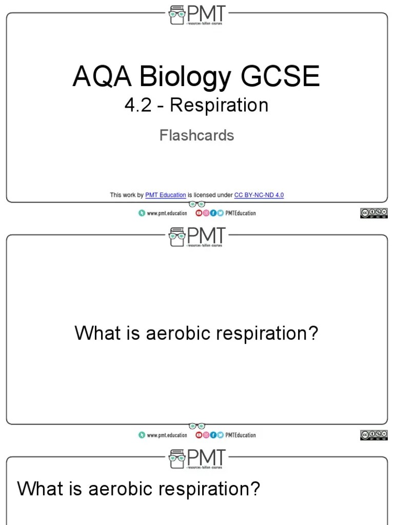 Flashcards 4.2 Respiration AQA Biology GCSE | PDF | Cellular ...