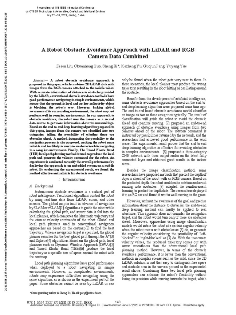 A Robot Obstacle Avoidance Approach With LiDAR And RGB Camera Data ...