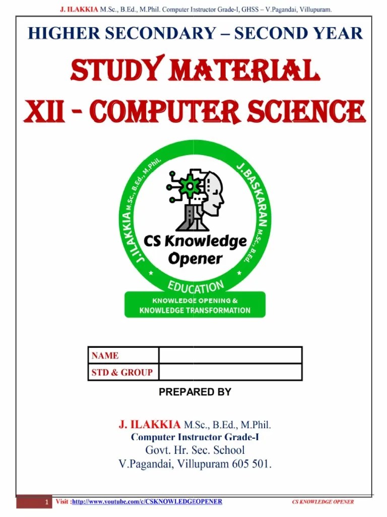 Xii - Cs Study Material 2022-2023 | PDF