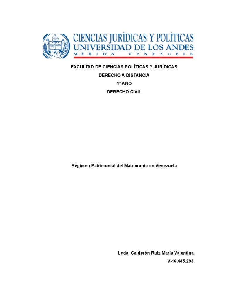 Regimen Patrimonial Del Matrimonio En Venezuela | PDF | Matrimonio | Divorcio