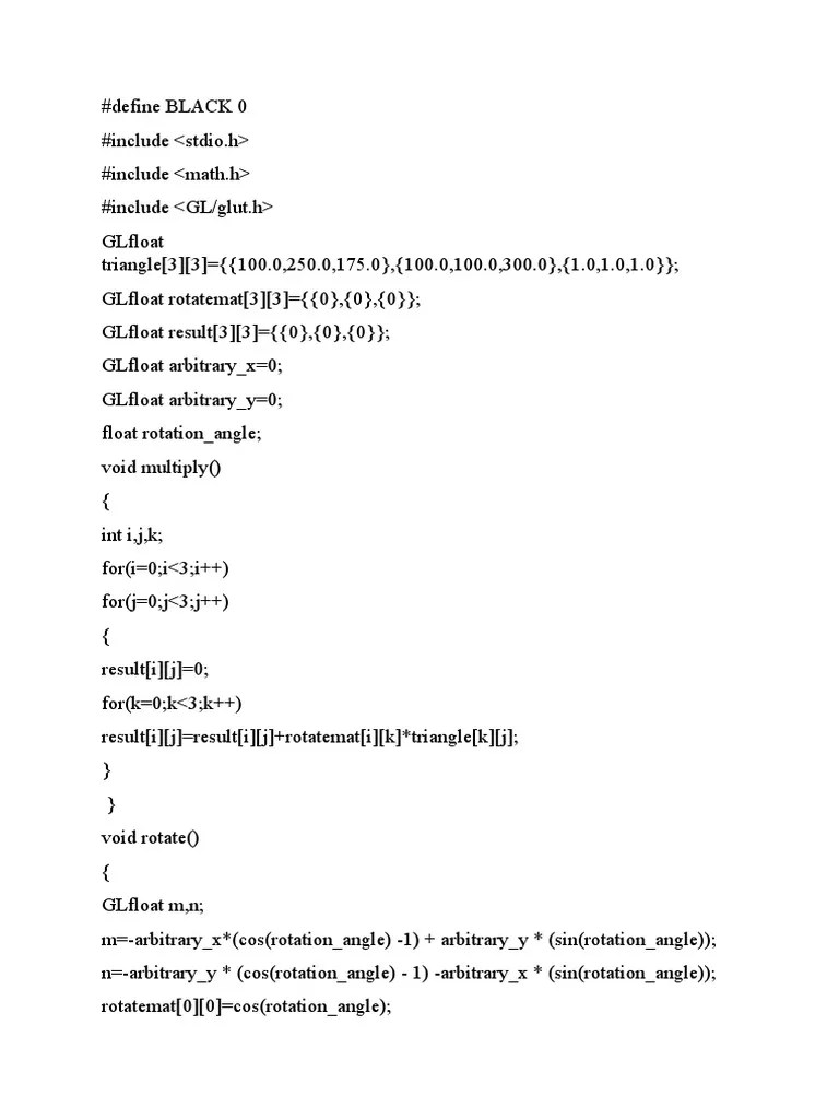 Triangle Rotation Program For Computer Graphic Visualization | PDF | Computer Programming ...
