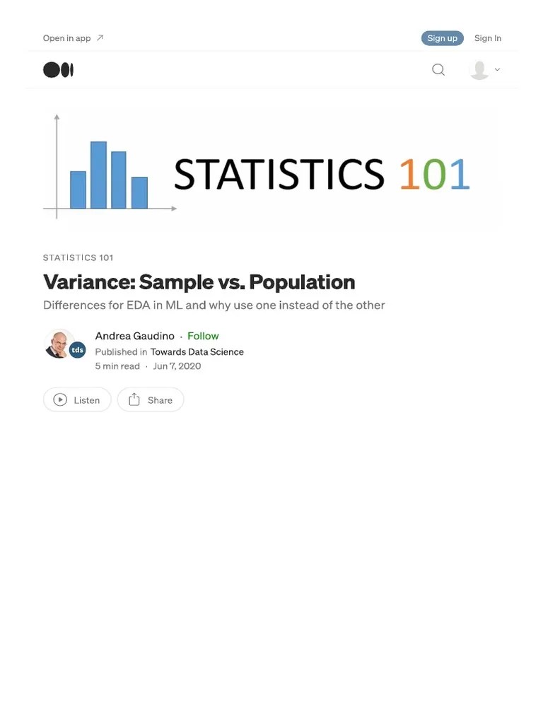Variance - Sample Vs. Population | PDF