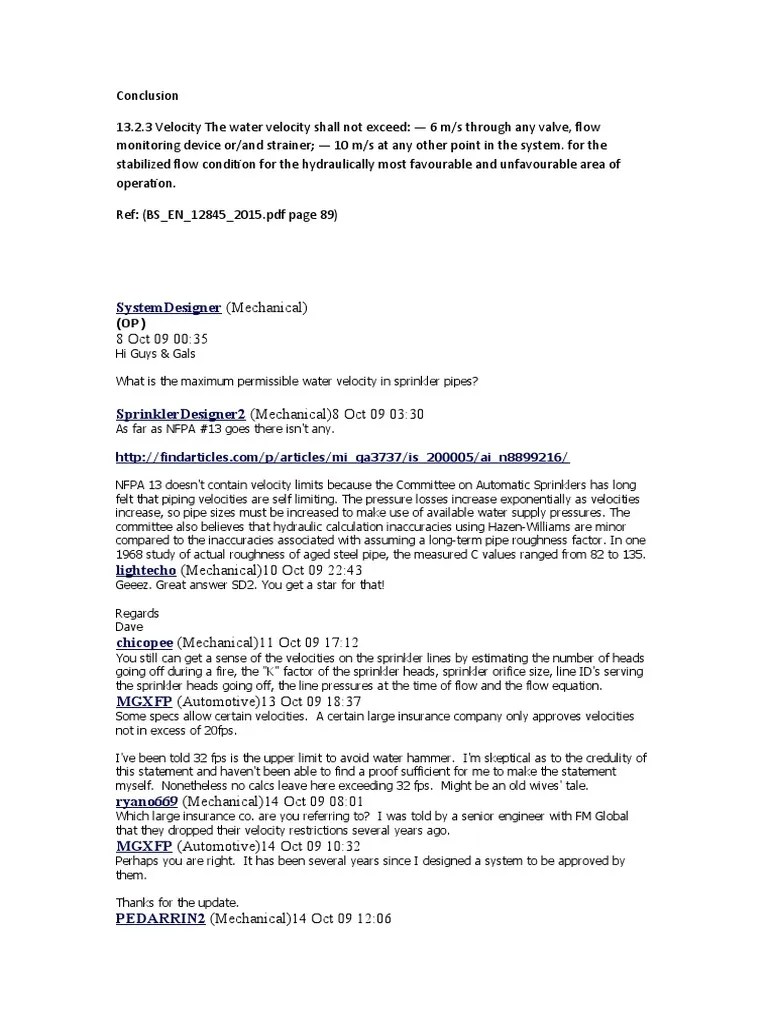 Pipe Velocity Download Free Pdf Fire Sprinkler System Plumbing