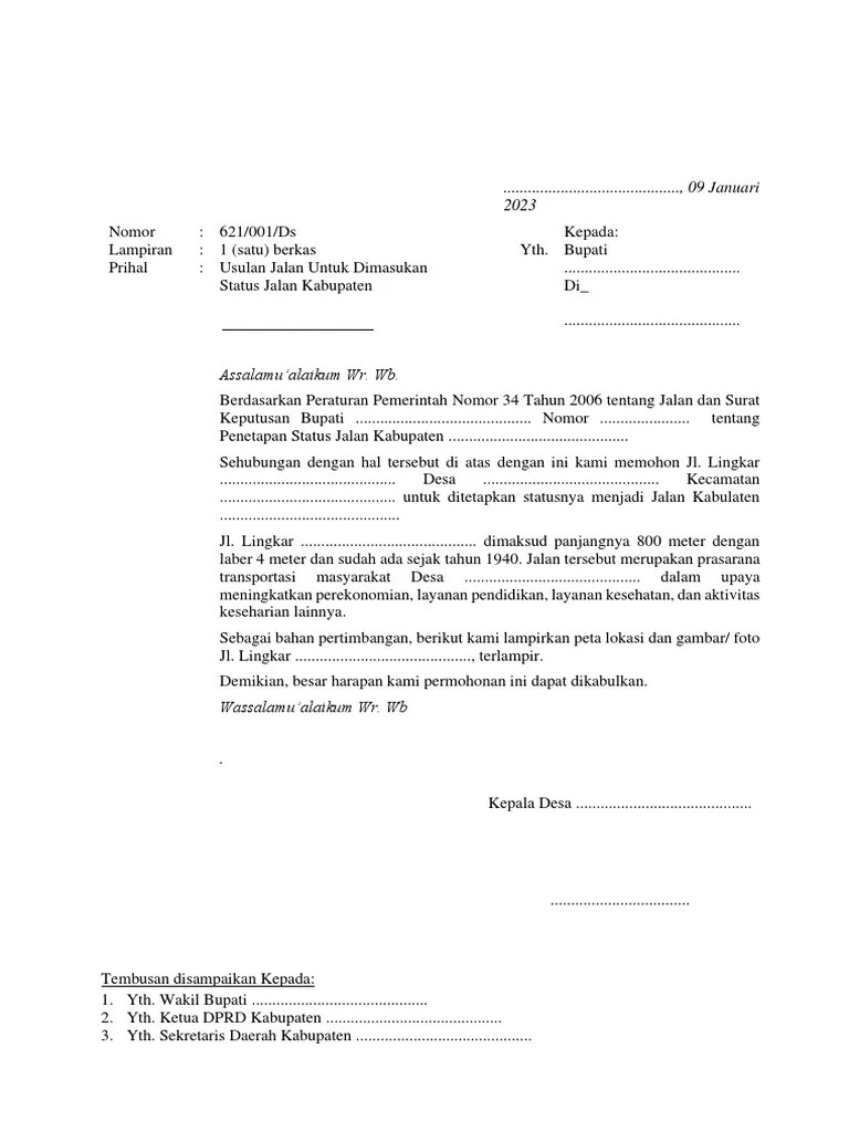 Surat Permohonan Jalan Kabupaten | PDF